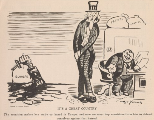 The Masses, The munition maker and Uncle Sam by Art Young, Feb 1916.png
